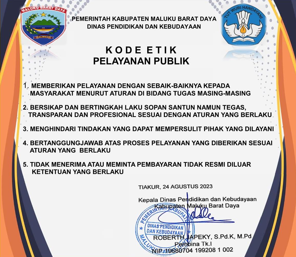 Kode Etik Dinas Pendidikan Dan Kebudayaan